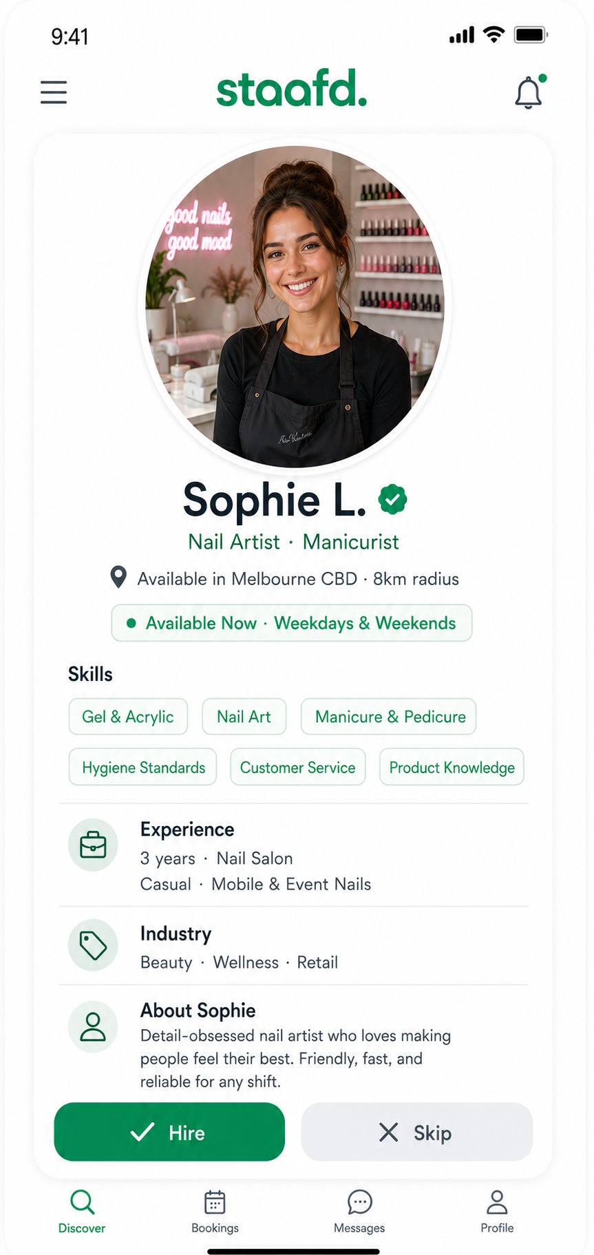 Staafd app — Sophie L, verified nail artist profile